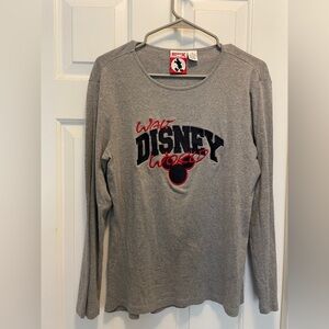 Disney Gray Long Sleeve Tee Classic Logo